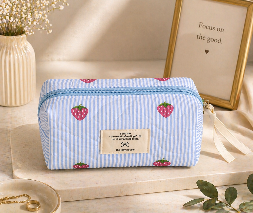 Set de 3 Neceseres con Diseño de Fresas